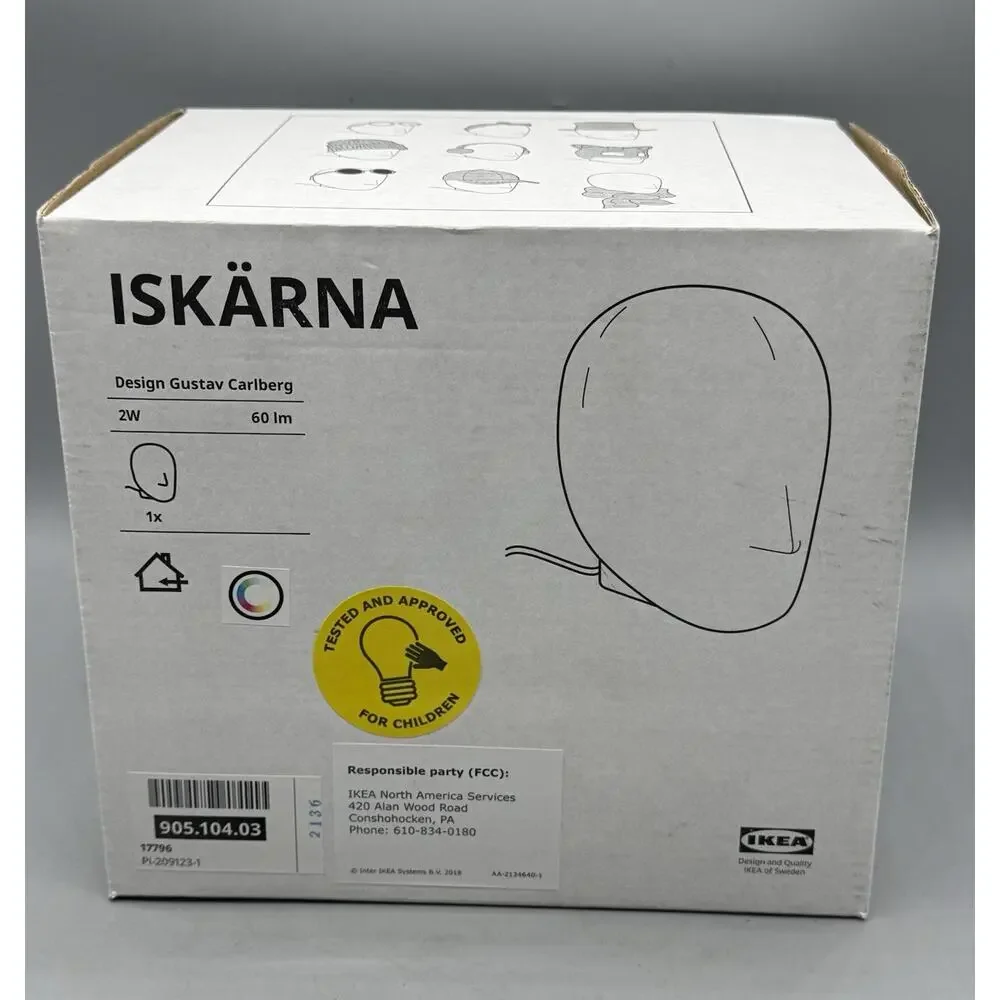 IKEA ISKÄRNA ISKARNA LED Table Lamp Color Changing Head-Shape, New!